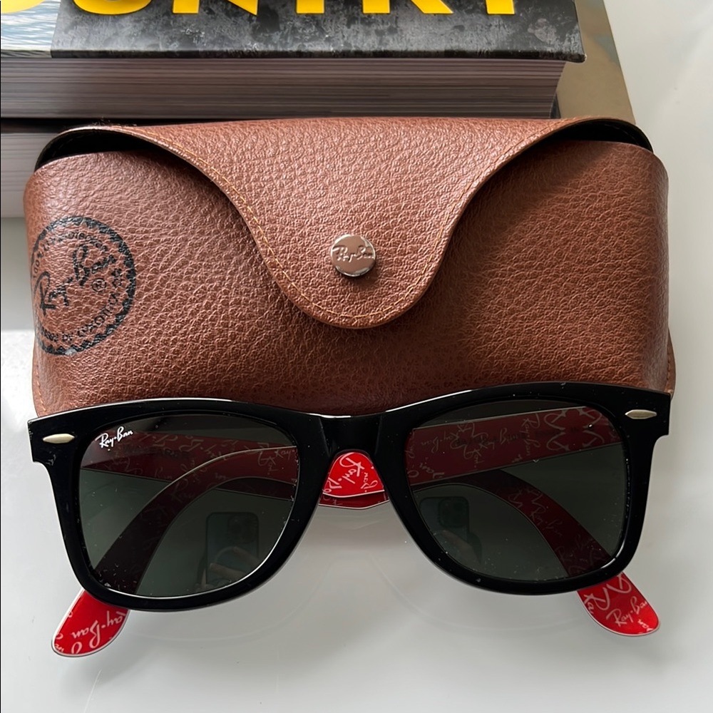 Ray-Ban Sunglasses with red inner frames